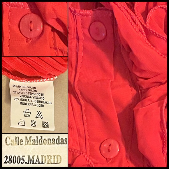 Red Floral Flamenco design stretch blouse handmade in Spain size M - Picture 5 of 5